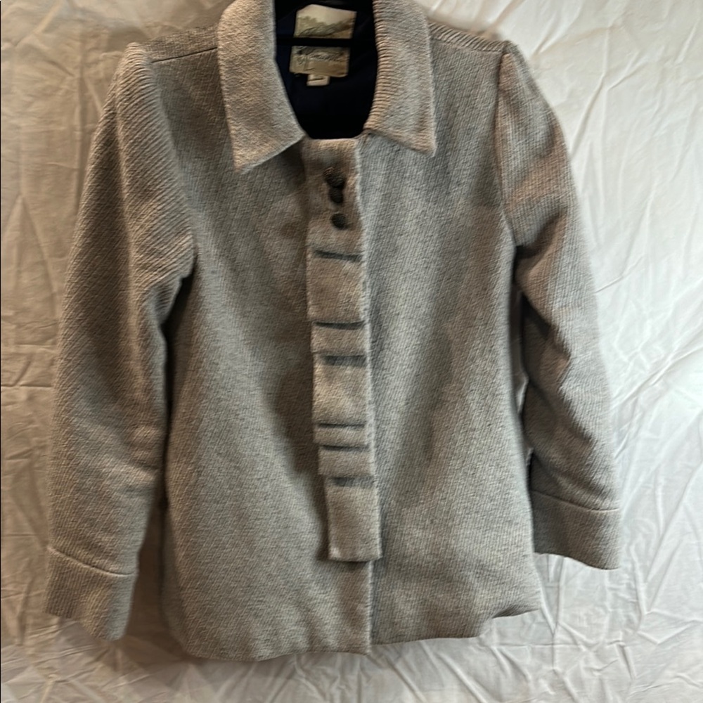 CLOSET ROMANTIC GRAY WOOL PEA COAT - MED